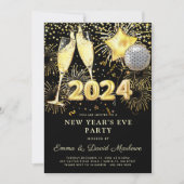 2024 gouden glitter op zwart kaart (Voorkant)