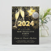 2024 gouden glitter op zwart kaart (Staand voorkant)