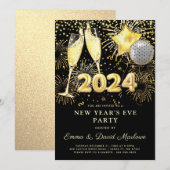 2024 gouden glitter op zwart kaart (Voorkant / Achterkant)