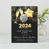 2024 gouden glitter op zwart kaart (Staand voorkant)