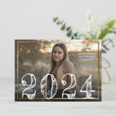 2024 Gouden Rand Cap Afstudeer Foto Aankondiging (Staand voorkant)