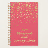 2024 - Gouden Script Typografie & Confetti Glamoro Planner (Voorkant)