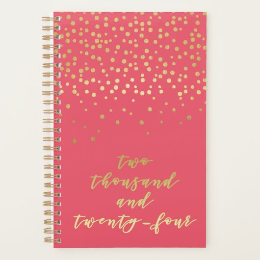 2024 - Gouden Script Typografie & Confetti Glamoro Planner (Voorkant)