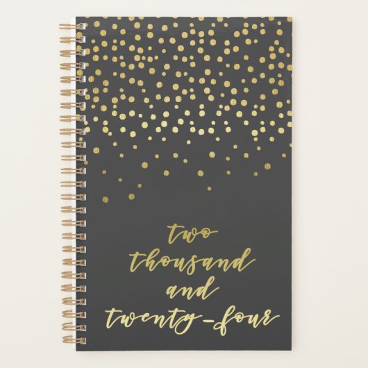 2024 - Gouden Script Typografie & Confetti Glamoro Planner (Voorkant)