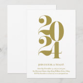 2024 Gouden uitnodiging voor nieuwjaarsdag (Voorkant / Achterkant)