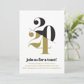 2024 Gouden uitnodiging voor nieuwjaarsdag (Staand voorkant)