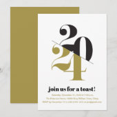 2024 Gouden uitnodiging voor nieuwjaarsdag (Voorkant / Achterkant)