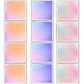 2024 Gradiënt Volledig Jaar Maandelijkse Kalender Sticker (Voorkant)