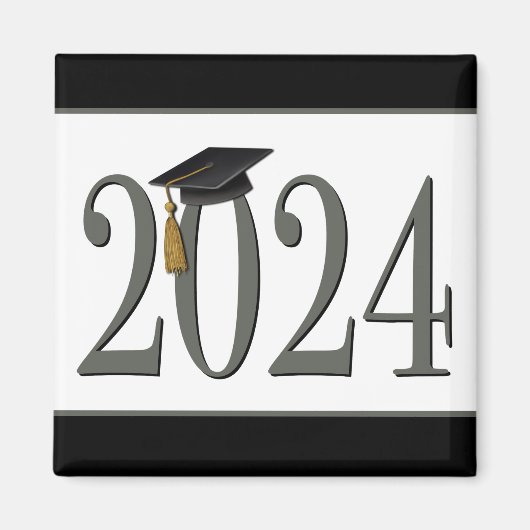 2024 Graduation Cap Eenvoudig Modern Trendy Magneet (Voorkant)