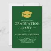 2024 Graduation Party Groen Goud Modern Elegant Kaart (Voorkant)
