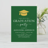 2024 Graduation Party Groen Goud Modern Elegant Kaart (Staand voorkant)