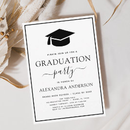 2024 Graduation Party Modern Elegant Zwart Wit I Briefkaart