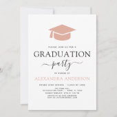 2024 Graduation Party Roze Elegant Zwart Wit Kaart (Voorkant)