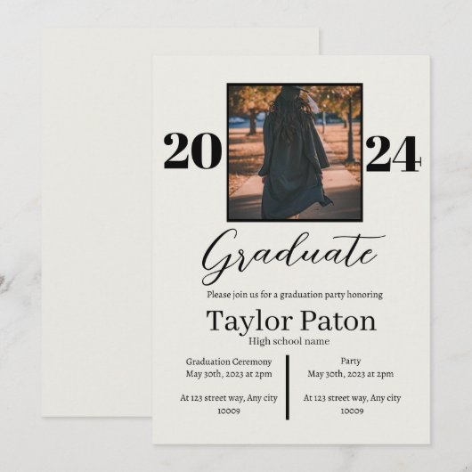 2024 Graduation Party  uitnodiging (Voorkant / Achterkant)