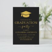 2024 Graduation Party Zwart Goud Modern Elegant Kaart (Staand voorkant)