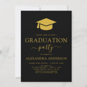 2024 Graduation Party Zwart Goud Modern Elegant Kaart (Voorkant)