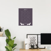 2024 Grafiet Dachshund Silhouet Kalender Poster (Thuiskantoor)
