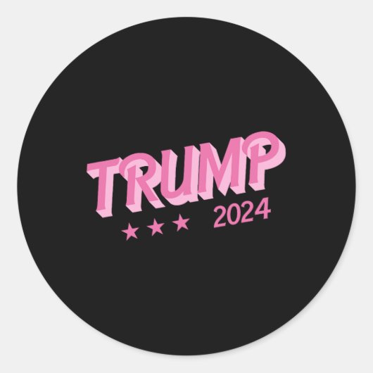 2024 - Grappige Donald Trump Roze Bubble Letters Ronde Sticker (Voorkant)