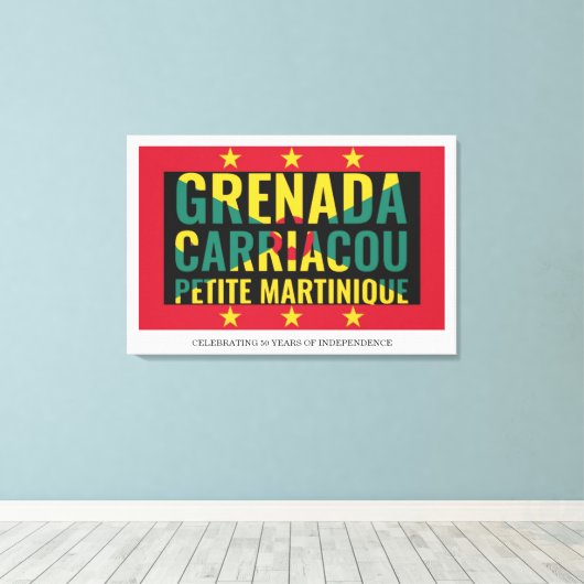 2024 GRENADA 50ste Jubileum Onafhankelijkheid Canvas Afdruk (Insitu (Houten vloer))