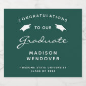 2024 Groen Wit Script Pet Afstuderen Sparkling Wijnetiket (Enkel label)