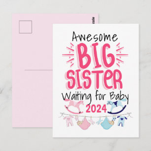 2024 Grote Zus Wachten op Nieuwe Baby Sibling Briefkaart