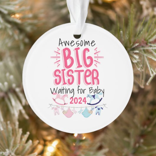 2024 Grote Zus Wachten op Nieuwe Baby Sibling Ornament (Boom)