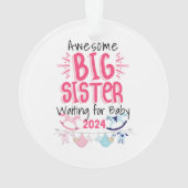 2024 Grote Zus Wachten op Nieuwe Baby Sibling Ornament (achterkant)