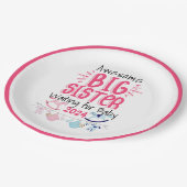 2024 Grote Zus Wachten op Nieuwe Baby Sibling Papieren Bordje (Gekanteld)