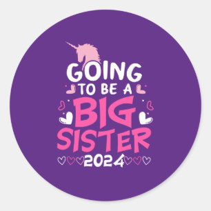 2024 Grote Zuster Eenhoorn Harten Ronde Sticker