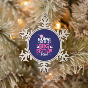 2024 Grote Zuster Eenhoorn Harten Tin Sneeuwvlok Ornament