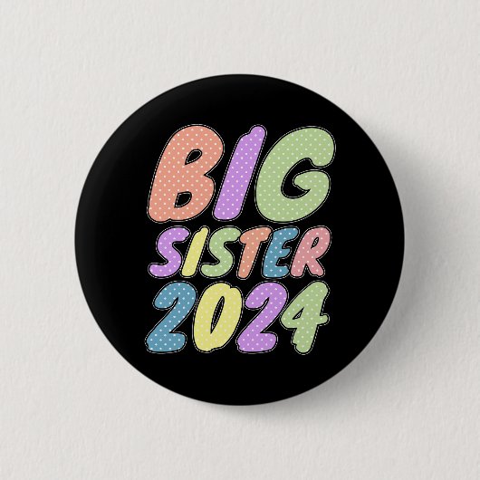 2024 Grote Zuster Girly Stippen Ronde Button 5,7 Cm (Voorkant)