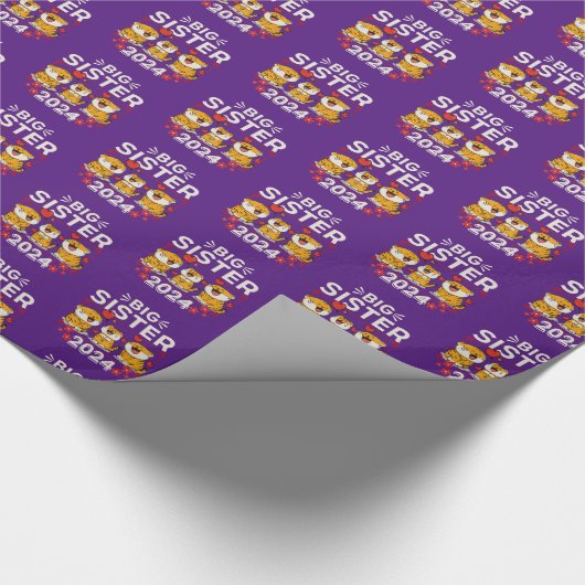 2024 Grote Zuster Tijger Liefde Harten Cadeaupapier (Hoek)