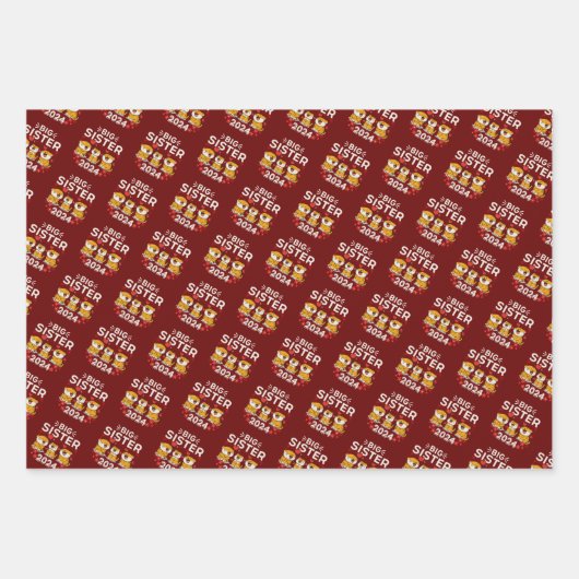 2024 Grote Zuster Tijger Liefde Harten Inpakpapier Vel (Voorkant 3)