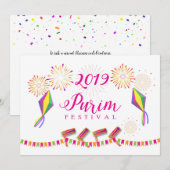 2024 Happy Purim Carnaval Kinder Partij Feestdagenkaart (Voorkant / Achterkant)