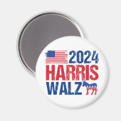 2024 Harris Walz Democraat Donkey Amerikaanse Verk Magneet (Voorkant / Achterkant)