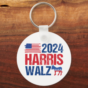 2024 Harris Walz Democraat Donkey Amerikaanse Verk Sleutelhanger