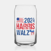 2024 Harris Walz Democraat Donkey Verkiezing Blikvorm Glas (Voorkant)