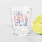 2024 Harris Walz Democraat Donkey Verkiezing Shot Glas (Achterkant)