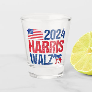 2024 Harris Walz Democraat Donkey Verkiezing Shot Glas