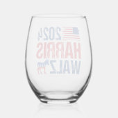 2024 Harris Walz Democraat Donkey Verkiezing Wijnglas Zonder Voet (Achterkant)