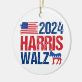 2024 Harris Walz Democraat Ezel Kerstmis Keramisch Ornament (Links)