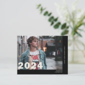 2024 Hedendaagse Student Foto Afstuderen Zwart Briefkaart (Staand voorkant)