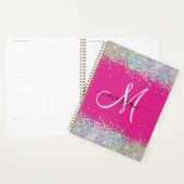 2024 Heet Roze Iridescent Glitter Monogram Planner (Display)