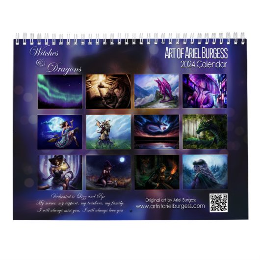 2024 Heksen en Draken Kalender door Ariel Burgess (Achterkant)