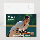 2024 Honkbal Foto Afstuderen Aankondiging II Briefkaart (Voorkant / Achterkant)