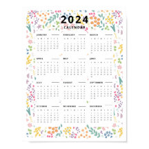 2024 In een oogopslag Kalender Wildflower Patroon