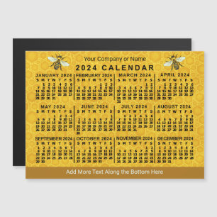 2024 Jaar Kalender Bijen Honingraat Apiary Custom Magnetische Uitnodiging