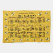 2024 Jaar Kalender Bijen Honingraat Apiary Custom Theedoek (Horizontaal)