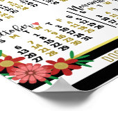 2024 Jaar Kalender Floral Stripes | Aangepaste tek Poster (Hoek)