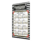2024 Jaar Kalender Leuke Bloemen Strepen | Aangepa Mini Klembord (Angled2)